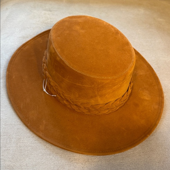 Anthropologie Asn Deep Rust Rancher Hat Double Braided Vegan Suede Brown - Picture 9 of 9